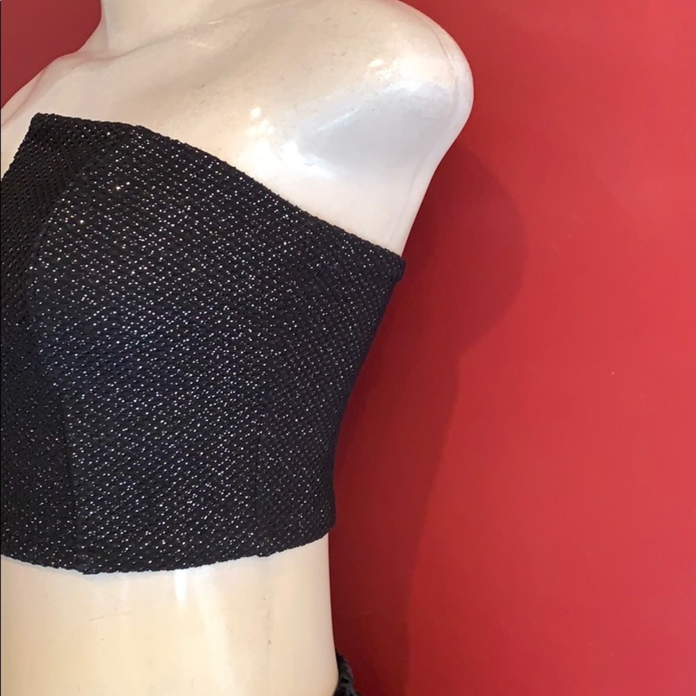Sparkly black strapless crop tube top Small size 2 - Picture 4 of 8